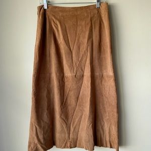 Brooks Brothers Goat Suede Brown Midi Skirt